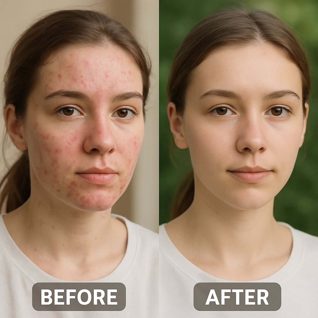 before and after acne treatment skin improvement